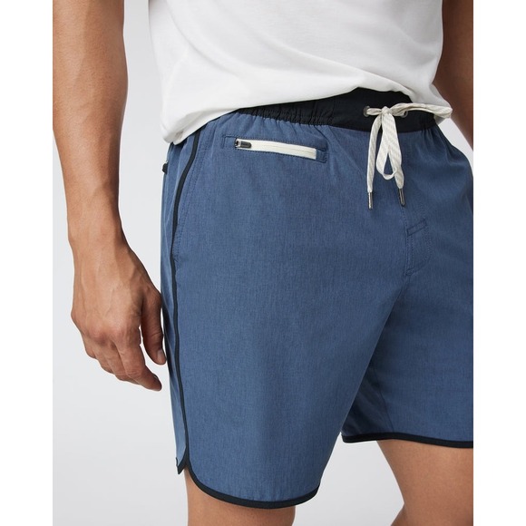 VUORI Banks Azure Performance Shorts Blue Quick Dry 4 Way Stretch Hybrid XS - Picture 3 of 9